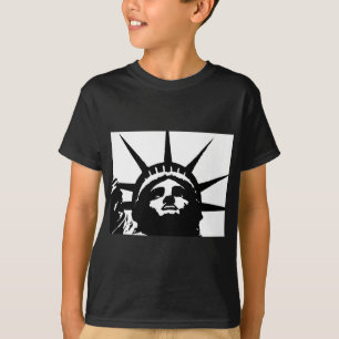T-shirt Statue d'Art Pop Noir & Blanc de la Liberté