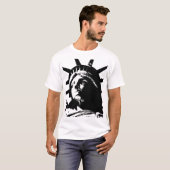 T-shirt Statue d'Art Pop Noir & Blanc de la Liberté (Devant entier)