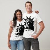 T-shirt Statue d'Art Pop Noir & Blanc de la Liberté (Unisexe)