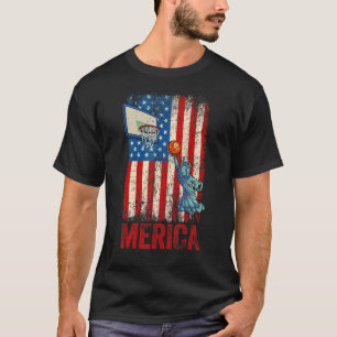 T-shirt Statue de basket Liberté 4 juillet Girl America
