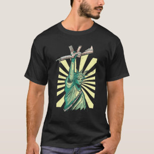 T-shirt Statue De La Liberté Ar-15 Gun Aimant Américain
