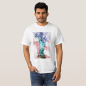 T-shirt Statue de la Liberté avec aquarelle drapeau (Devant entier)