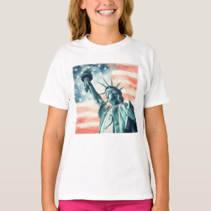 T-shirt Statue de la Liberté avec drapeau américain