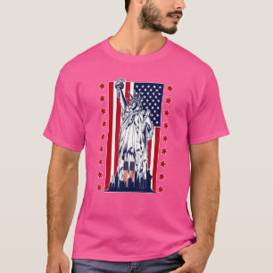 T-shirt Statue De La Liberté Avec Drapeau Américain
