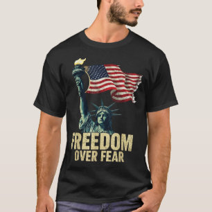 T-shirt Statue de la Liberté Drapeau Graphique Dom Over Fe
