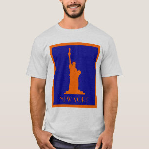 T-shirt Statue de la Liberté et New York en orange et bleu