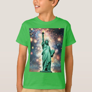 T-shirt Statue De La Liberté Feu D'Indépendance, Garçons