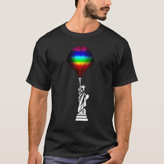 T-shirt Statue De La Liberté Lgbt Rainbow Lights Gay pride (Devant)