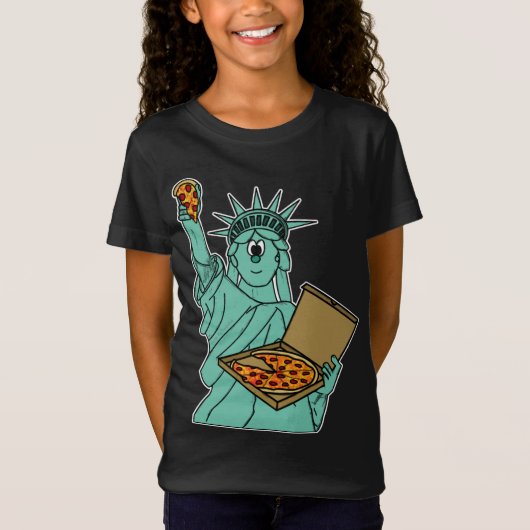 T-Shirt Statue De La Liberté Pizza Fête De L'Indépendance  (Devant)