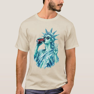 T-shirt Statue de la Liberté preppy avec soda cola sans su