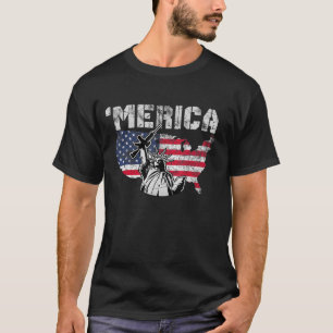 T-shirt Statue De La Liberté Tenant Un Arme - Merica Rouge