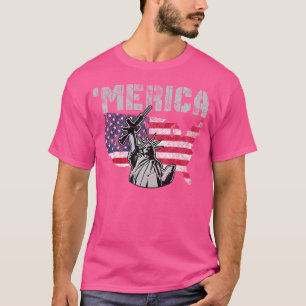 T-shirt Statue De La Liberté Tenant Une Arme Merica Rouge