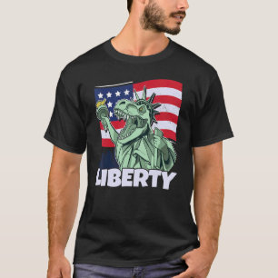 T-shirt Statue De La Liberté Usa America Drapeau Et Joyeux