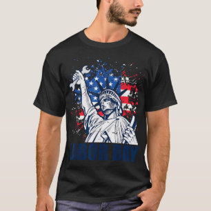 T-shirt Statue De La Liberté Usa Drapeau Fête Du Travail P