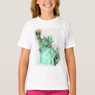 T-shirt Statue de Liberty Aquarelle Portrait de gros plan