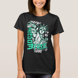 T-shirt Statue De Liberty Freedom Money Graffiti USA
