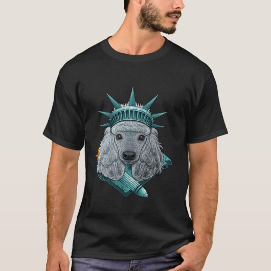 T-shirt Statue De Liberty Poodle 4 juillet Chien USA Ameri (Devant)