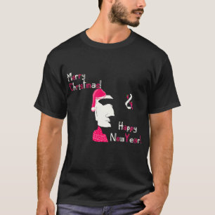 T-shirt Statue de l'île de Pâques de Noël en pixel art