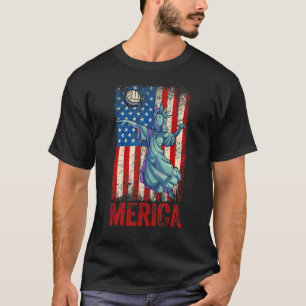 T-shirt Statue De Volley-Ball De La Liberté 4 juillet Garç