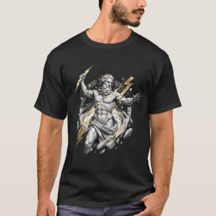 T-shirt Statue de Zeus dieu grec se brisant avec la foudre