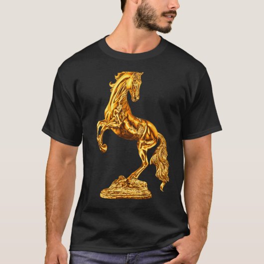 T-shirt Statue d'or de la sculpture du cheval (Devant)