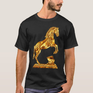 T-shirt Statue dorée de sculpture de cheval