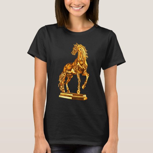 T-shirt Statue dorée de sculpture de cheval 1 (Devant)