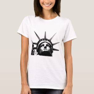 T-shirt Statue noire et blanche de la Liberté
