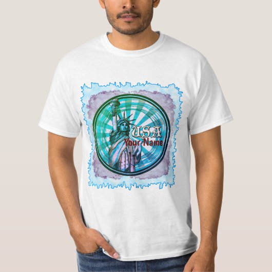 T-shirt Statue Of Liberty Blue USA (Devant)