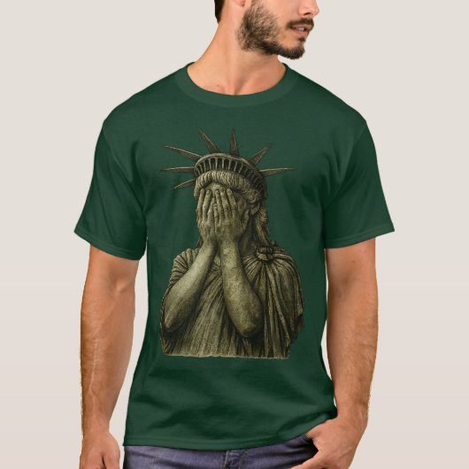 T-shirt Statue of Liberty covering her face in shame polit (Devant)
