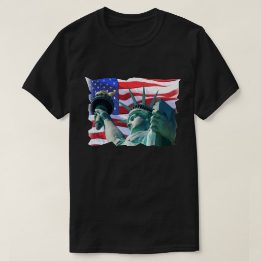 T-shirt Statue patriotique de Liberty Waving Drapeau USA (Design devant)