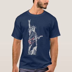 T-shirt Statue Rocheuse De La Liberté 4 juillet Guitare 28