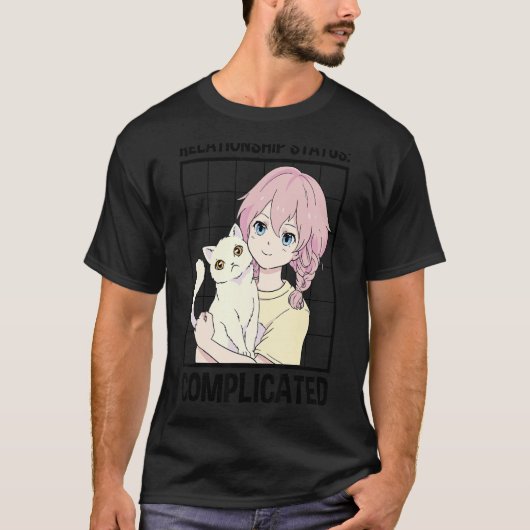 T-shirt Statut de relation Complicated Cat Propriétaire d (Devant)