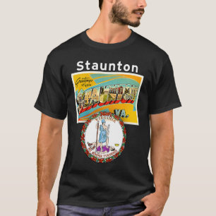 T-shirt Staunton Virginia VA Grande Lettre Carte postale E