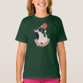T-shirt Stay Pawsitive Kids Deep Forest Green Tuxedo Cat B (Devant)