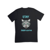 T-shirt Stay Pawsome pun chat