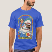 T-shirt Stay Positive – Funny Retro Diver in Shark’s Mouth (Devant)