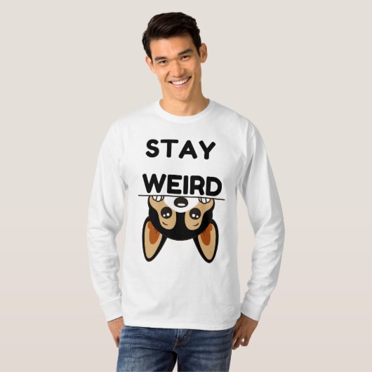 T-shirt Stay Weird Funny Boston Terrier Cartoon Dog  (Devant entier)