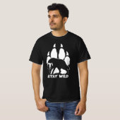 T-shirt Stay Wild - Wolf silhouette et empreinte (Devant entier)