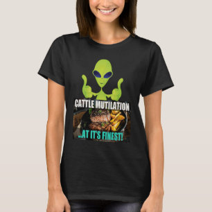 T-shirt Steak Cattle Mutilation à son meilleur OVNI Joke V
