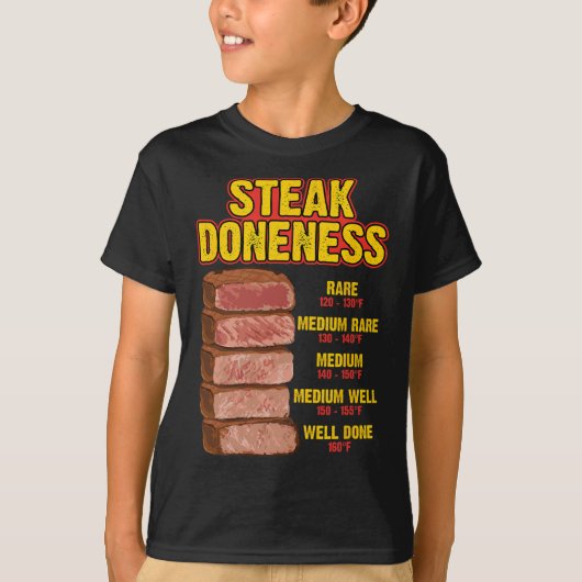 T-shirt Steak Doneness Chart Table Guide Bbq Meat Chef Pit (Devant)