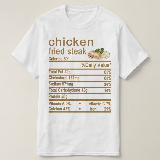 T-shirt steak frit au poulet Nutrition Facts étiquette (Design devant)