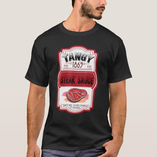 T-shirt Steak Sauces Bouteille Couples Costume (Devant)