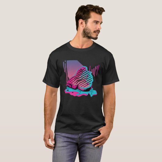 T-shirt Steaks Vaporwave Rétrowave esthétique (Devant entier)