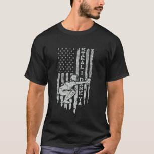 T-shirt Steal I Dare Ya Baseball Catcher Tee Drapeau améri