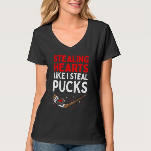 T-shirt Stealing Heart Like I Steal Pucks Valentines Day H (Devant)
