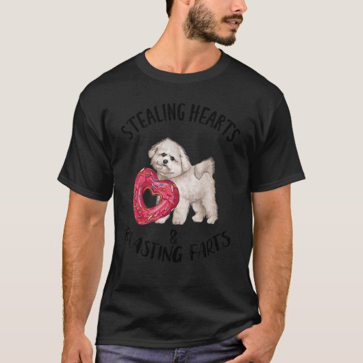 T-shirt Stealing Hearts Blasting Farts Bichons Frise Valen (Devant)