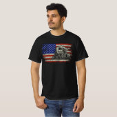 T-shirt Steam Train Engine Railroad on USA American Flag (Devant entier)