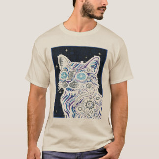 T-shirt Steampunk Circuit Cat - Cyberpunk Feline Art Tee
