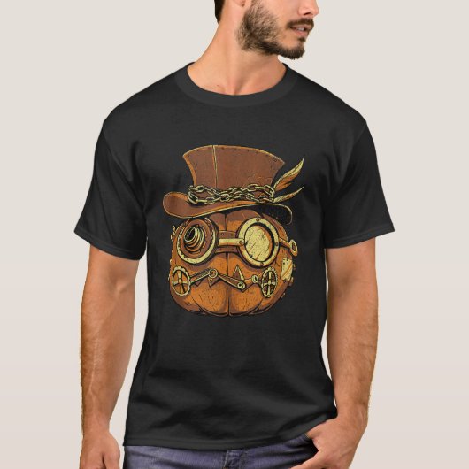 T-shirt Steampunk Citrouille Halloween éffrayant Octobre S (Devant)